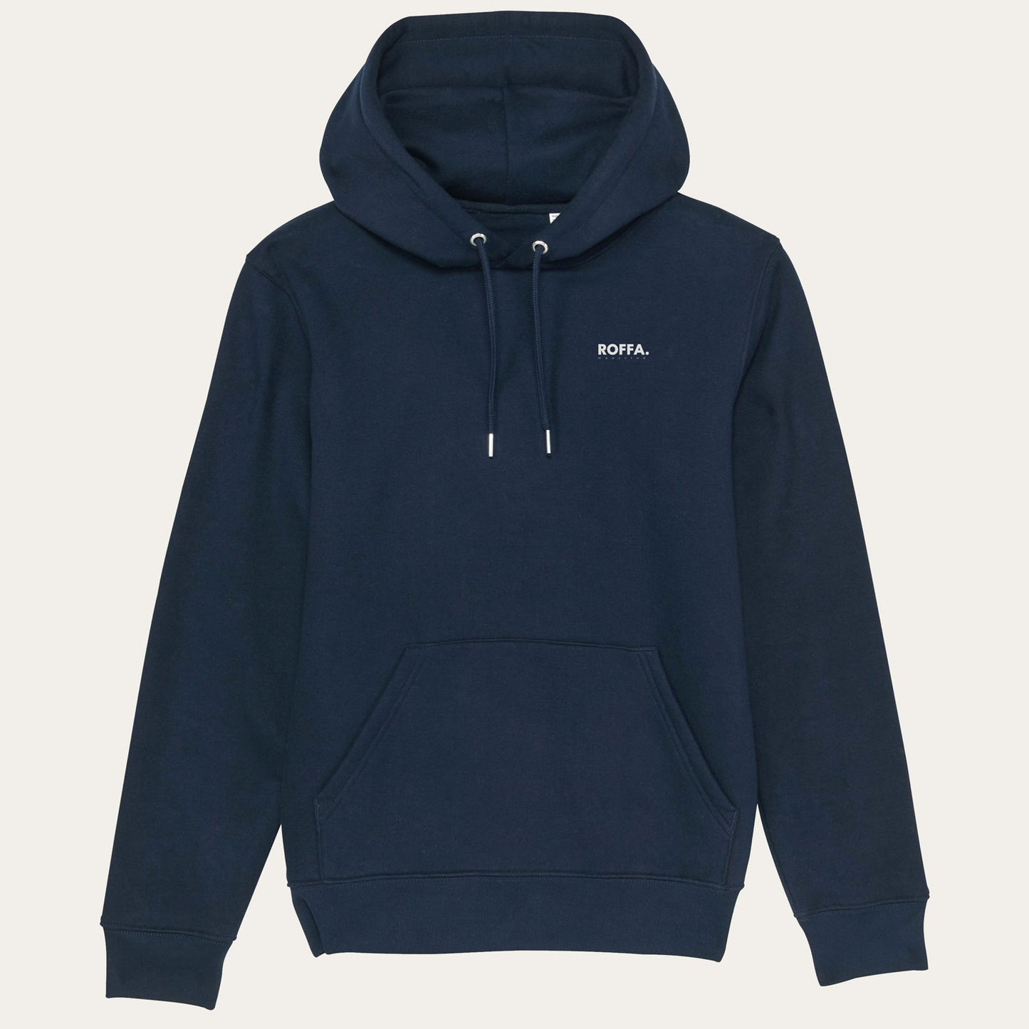 Blauwe hoodie met capuchon en Roffa en rotterdam logo