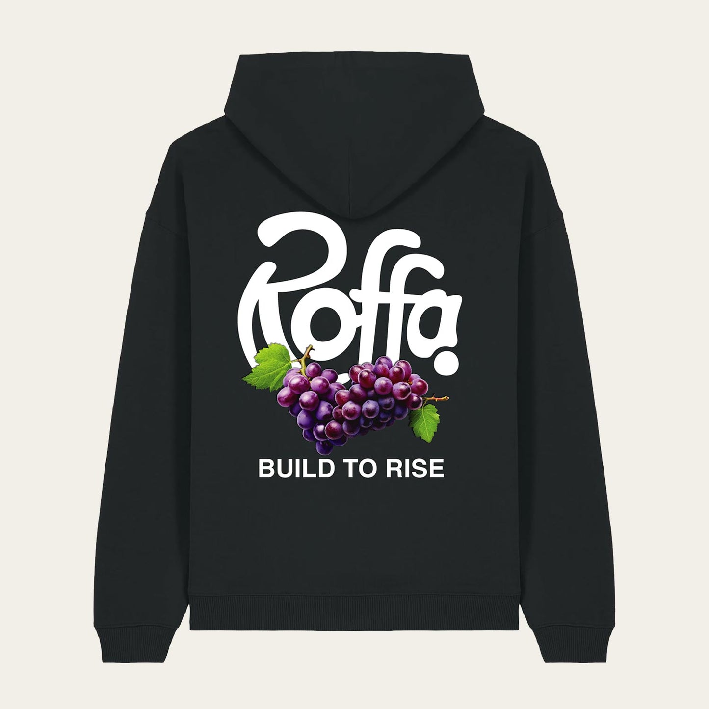 ROFFA. hoodie oversized zwart - Grapes - 100% organisch katoen