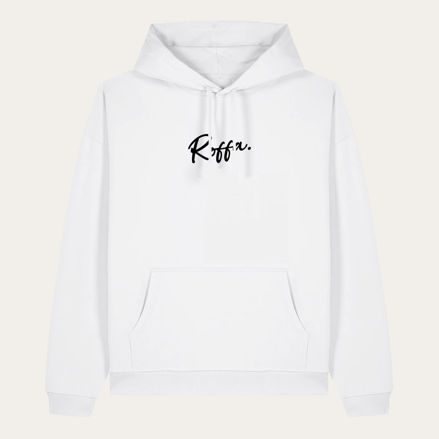 ROFFA. comfort hoodie wit - Schuin zwart - 100% organisch katoen