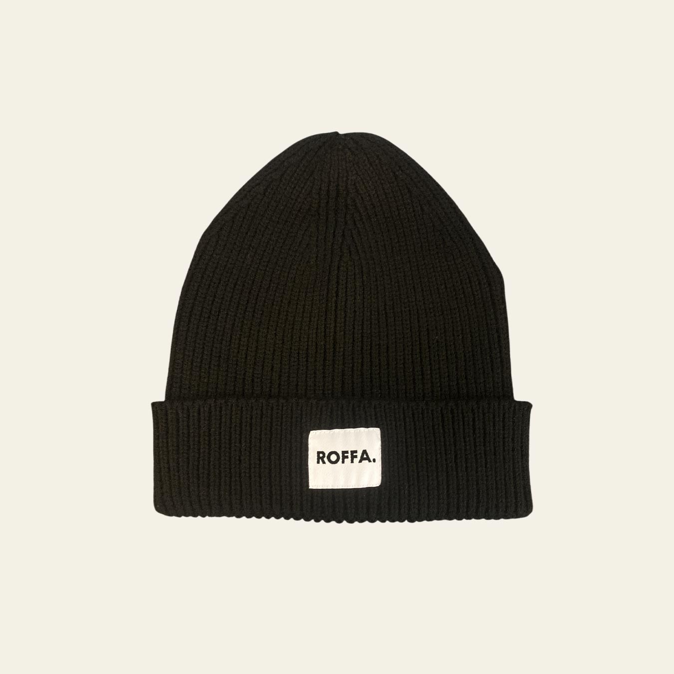 ROFFA. rib beanie onesize - badge wit