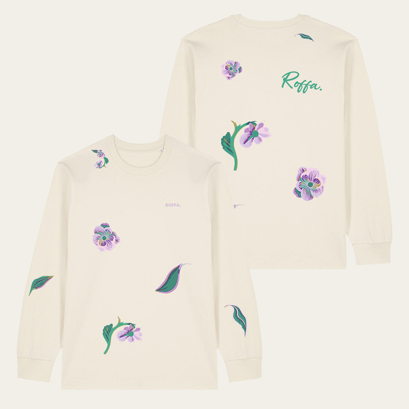 ROFFA. heavy t-shirt long sleeve oversized - AOP Bloemen