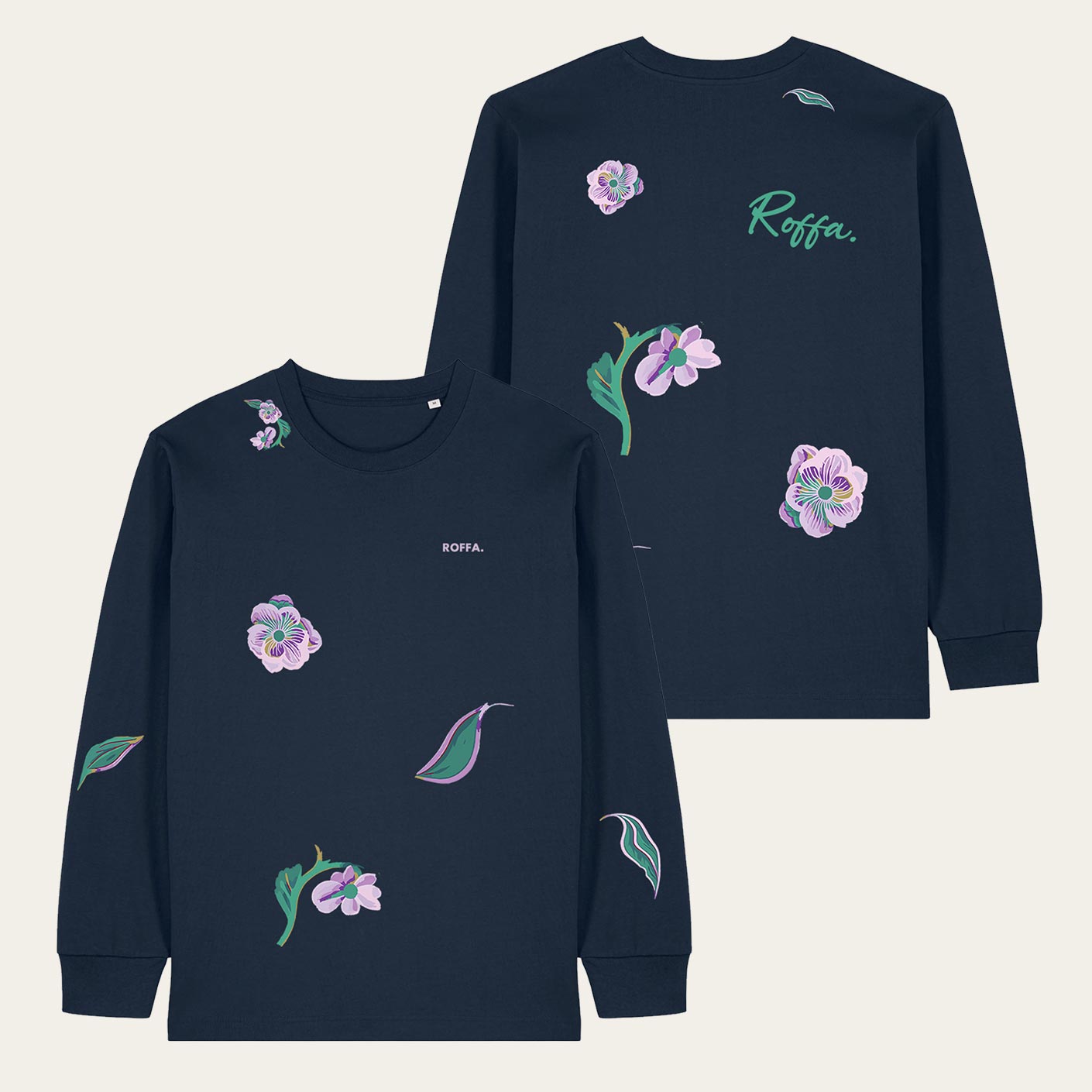 ROFFA. heavy t-shirt long sleeve oversized - AOP Bloemen