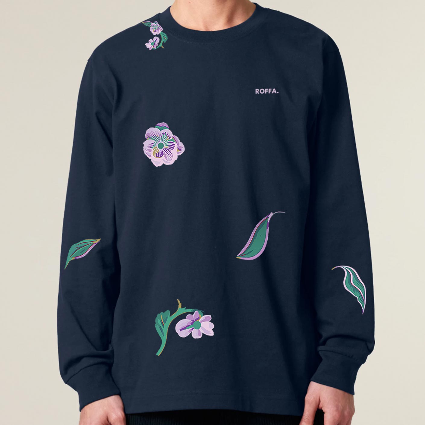ROFFA. heavy t-shirt long sleeve oversized - AOP Bloemen