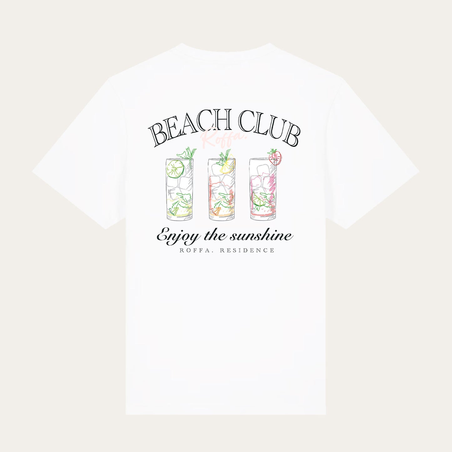 ROFFA. oversized t-shirt wit - Beach Club - 100% organisch katoen