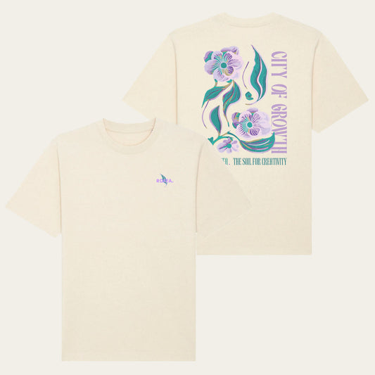 ROFFA. heavy t-shirt oversized - natuurlijk wit - City of growth - 100% organisch katoen