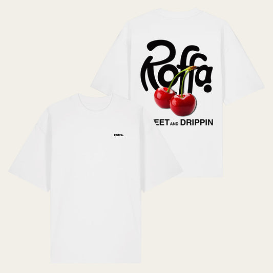 ROFFA. oversized t-shirt wit - Cherry - 100% organisch katoen