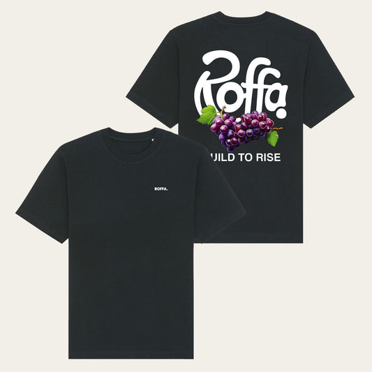 ROFFA. oversized t-shirt zwart - Grapes - 100% organisch katoen