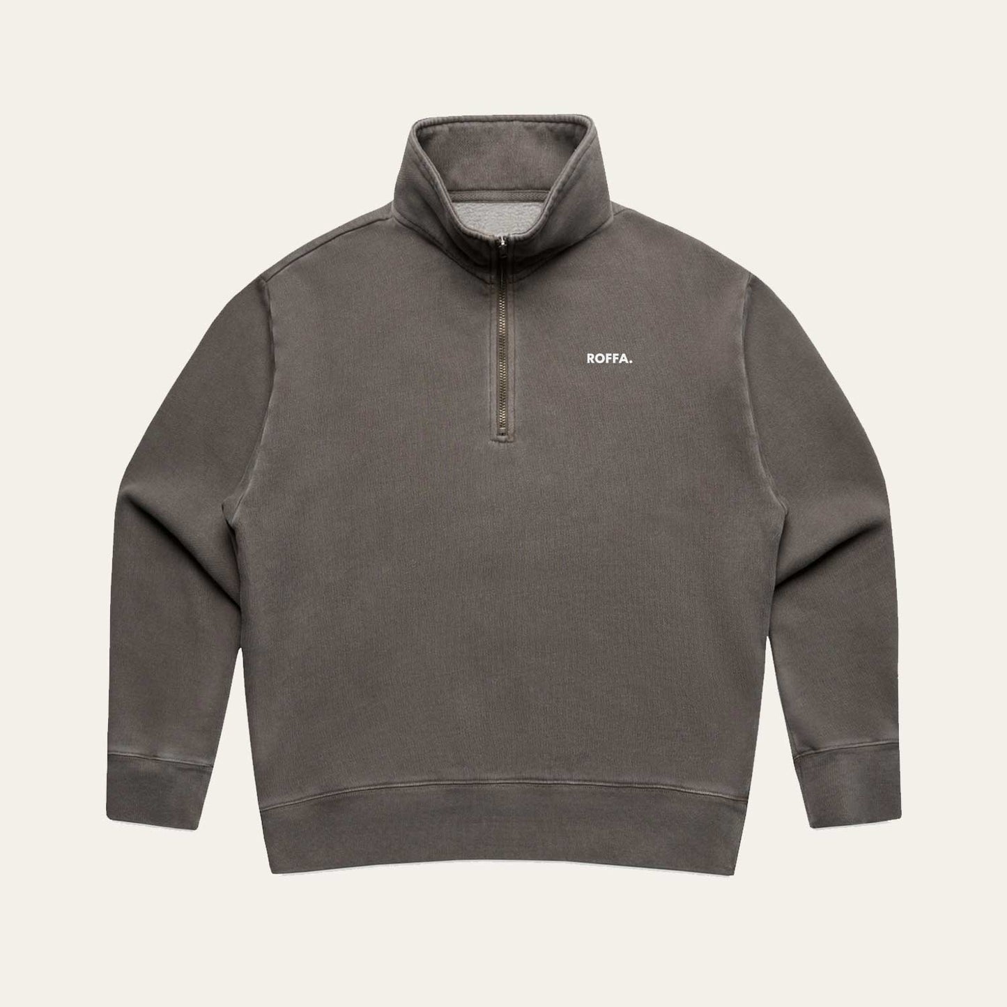 ROFFA. dames oversized zipped sweater smart - washed bruin