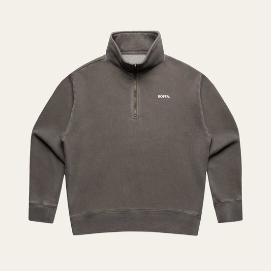 ROFFA. dames oversized zipped sweater smart - washed bruin