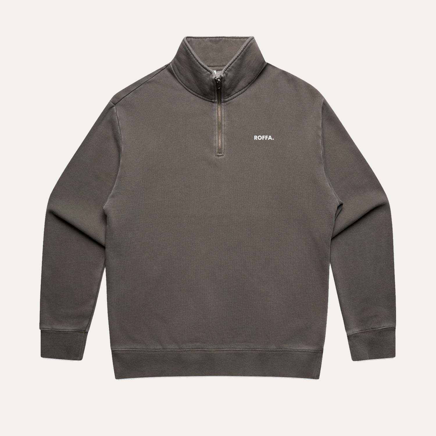 ROFFA. oversized zipped sweater smart - washed bruin – Rotterdam Brands