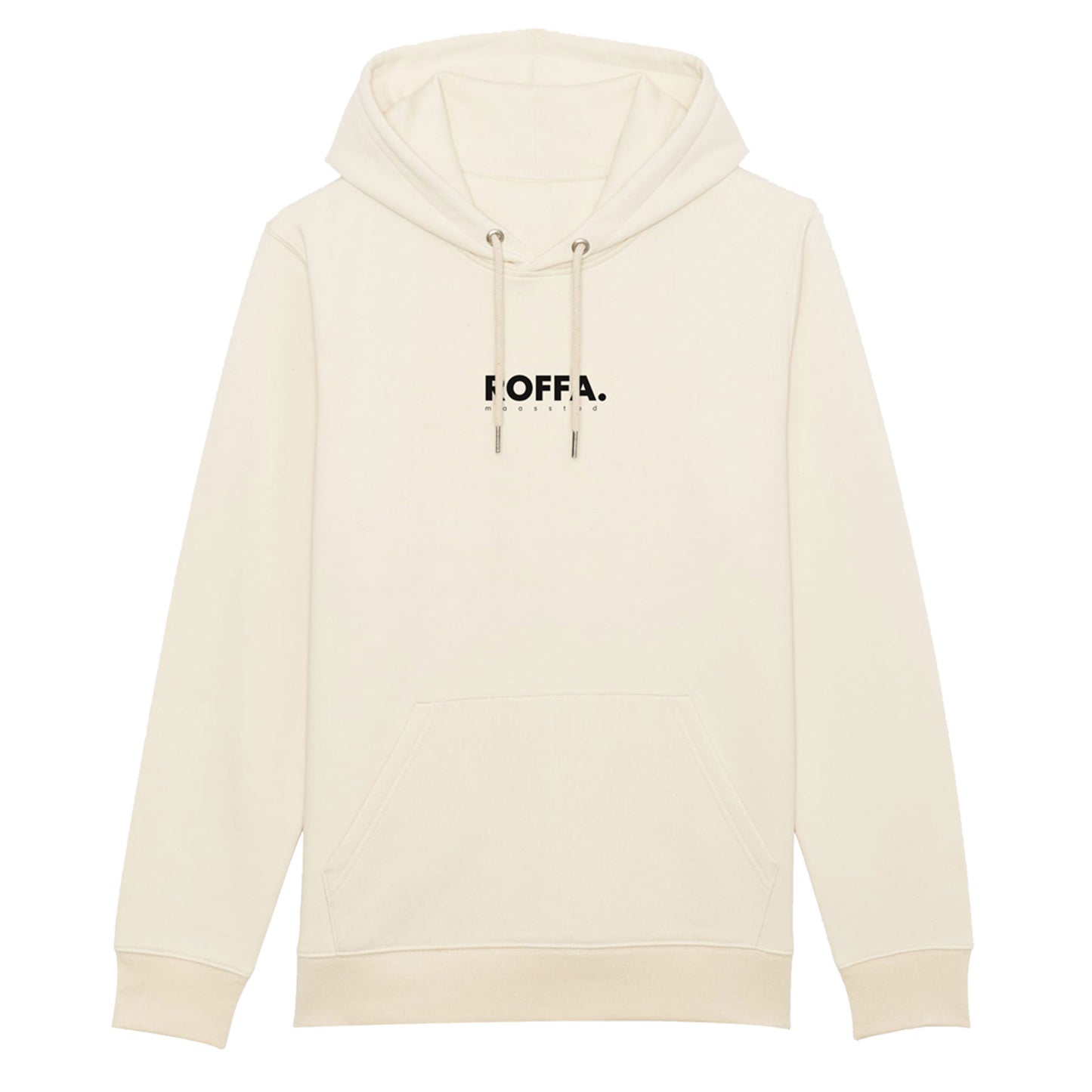 Witte hoodie met capuchon en groot ROFFA. rotterdam logo
