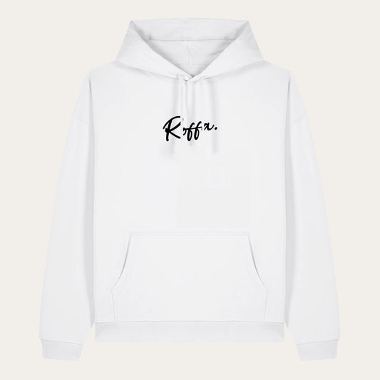 ROFFA. comfort hoodie wit - Schuin zwart - 100% organisch katoen