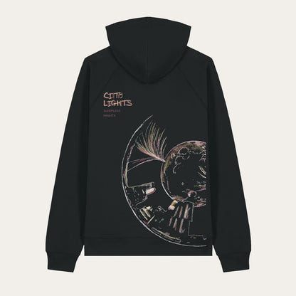 ROFFA. hoodie oversized zwart - City lights - 100% organisch katoen