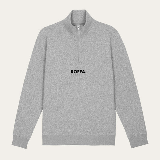 Grijze sweater met Rits en Roffa logo