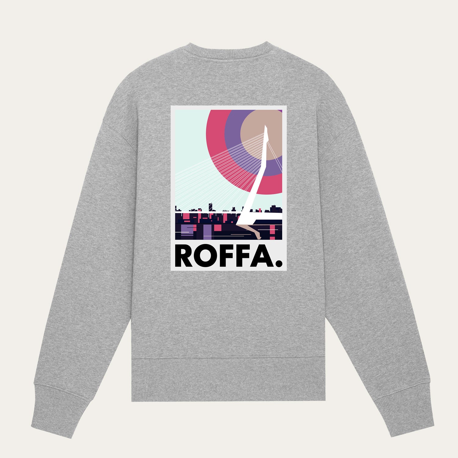 Grijze oversized Roffa trui met de Erasmusbrug