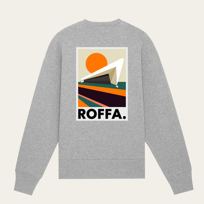 Grijze trui met ROFFA. rotterdam centraal station opdruk