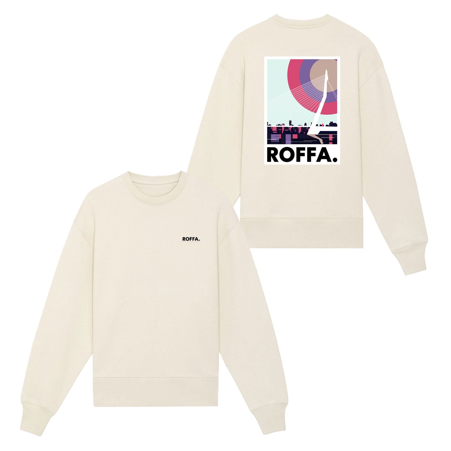 Witte oversized Roffa trui met de Erasmusbrug