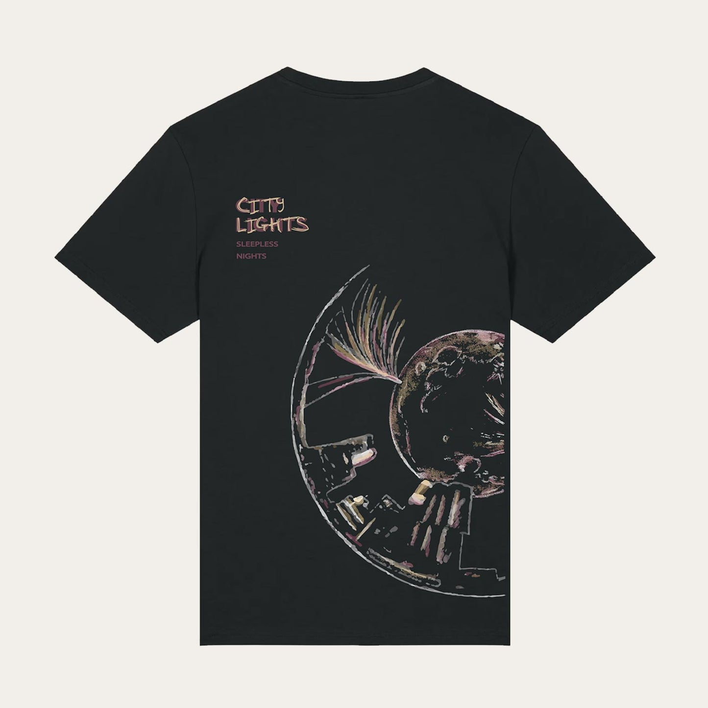 ROFFA. t-shirt comfort zwart - City lights - 100% organisch katoen