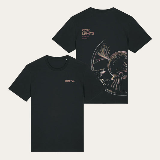 ROFFA. t-shirt comfort zwart - City lights - 100% organisch katoen