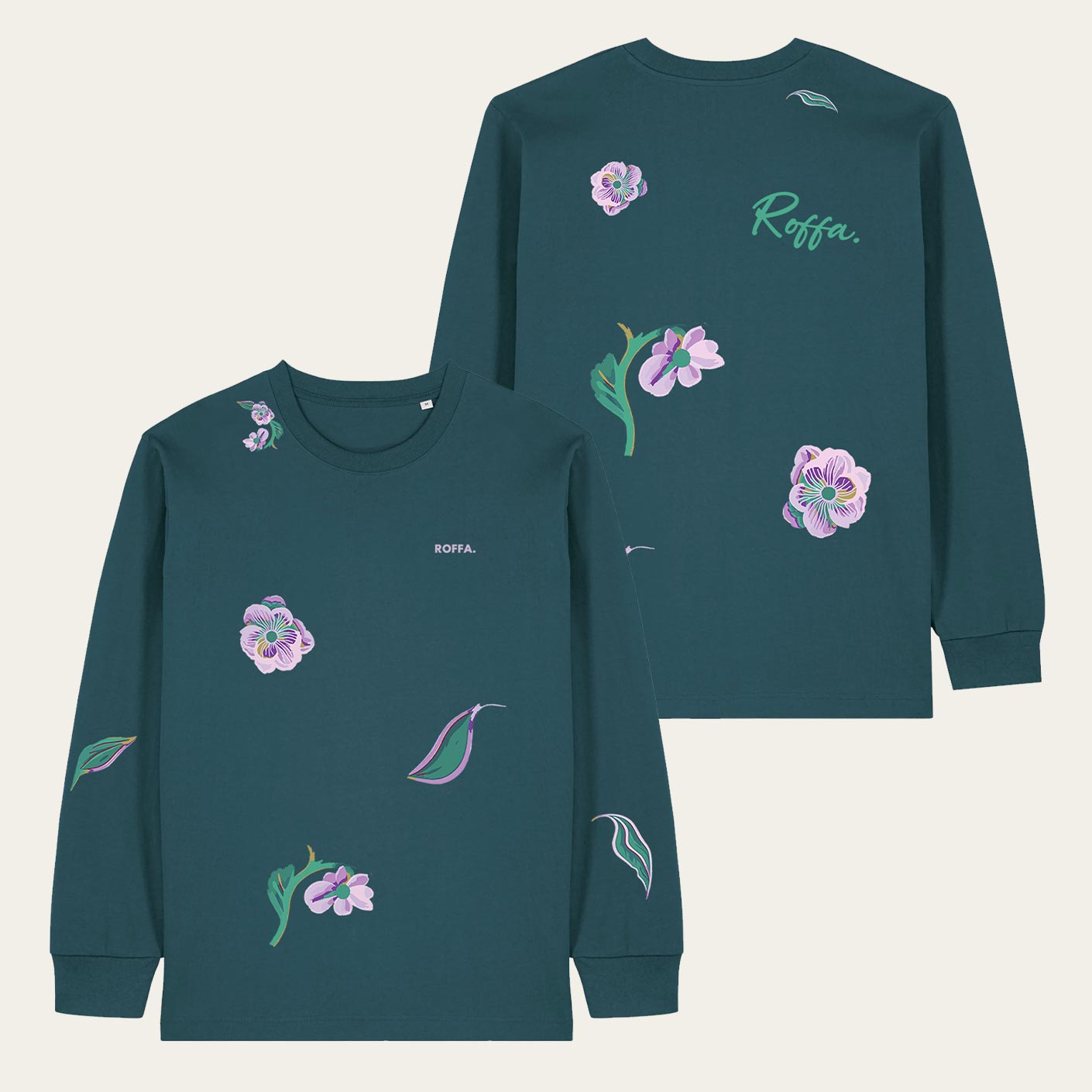 ROFFA. heavy t-shirt long sleeve oversized - AOP Bloemen