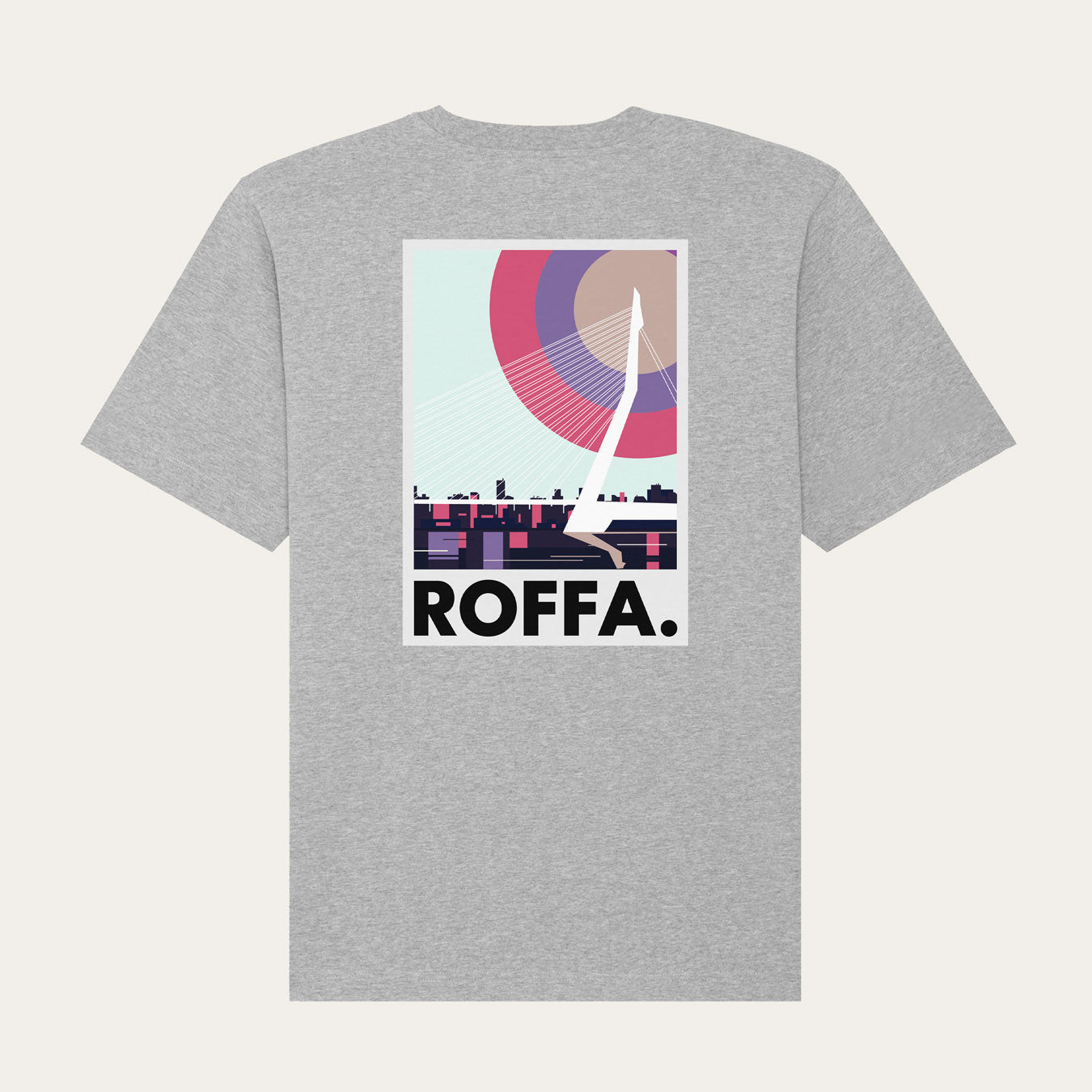 Grijs oversized t-shirt met Erasmusbrug en ROFFA logo  