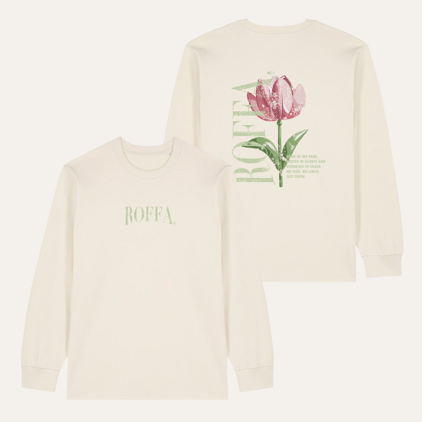 ROFFA. heavy t-shirt long sleeve oversized - Natuurlijk wit - Tulip