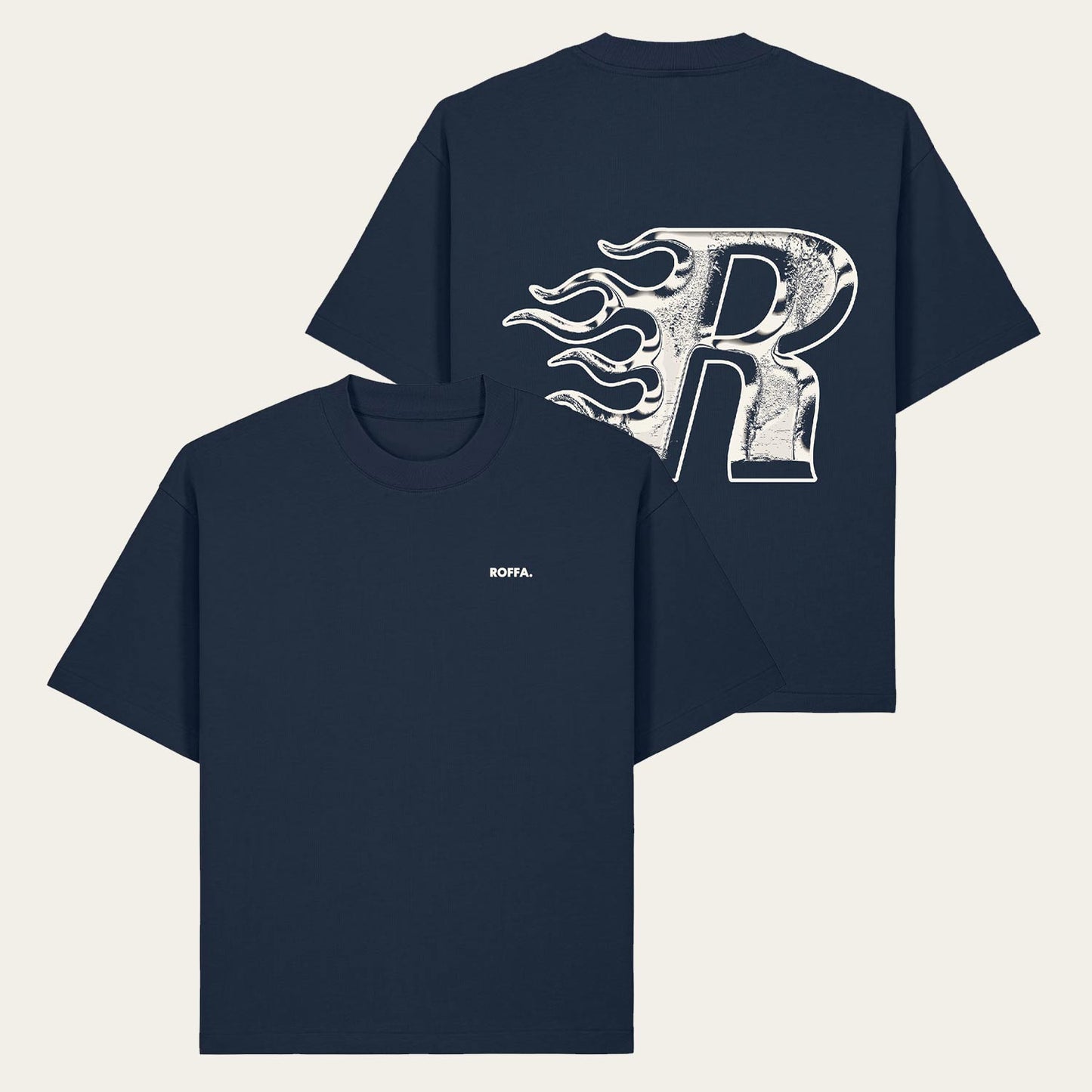 ROFFA. heavy oversized t-shirt - Flaming R - 100% organisch katoen
