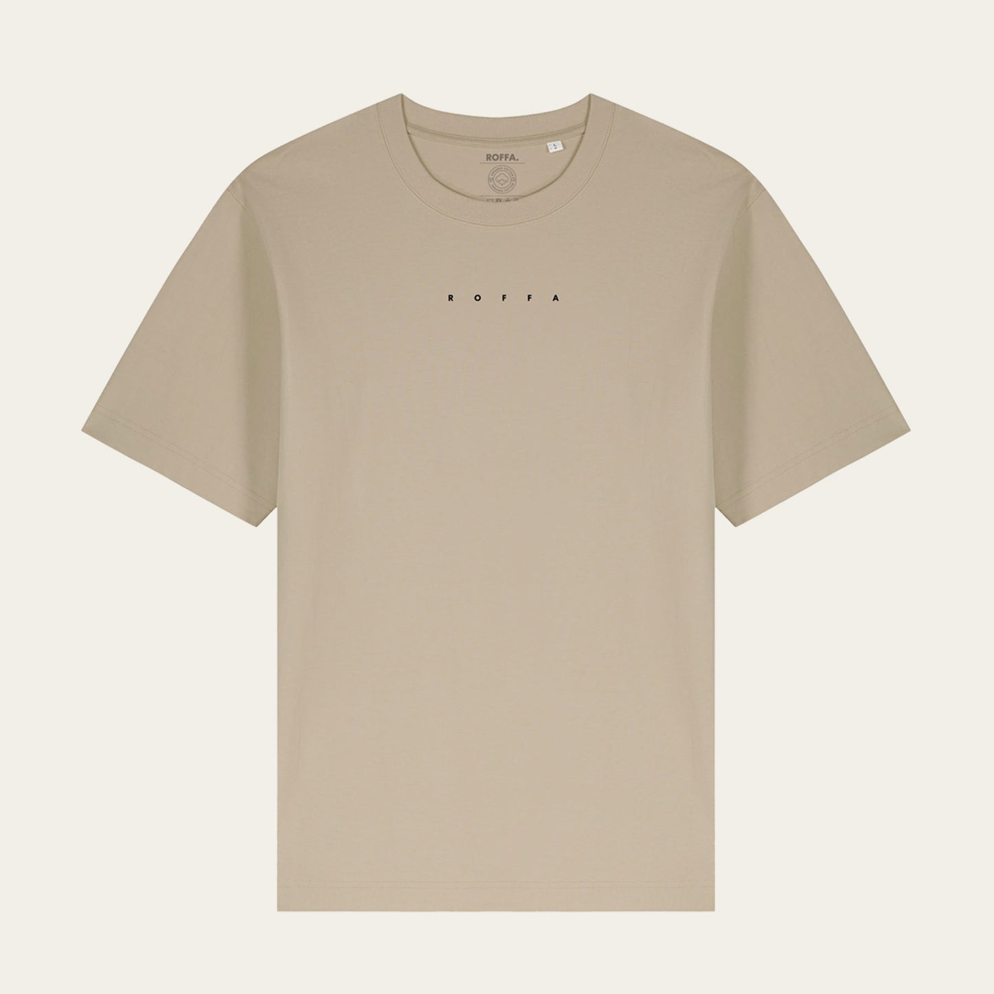 Beige heavy t-shirt met breed Roffa logo