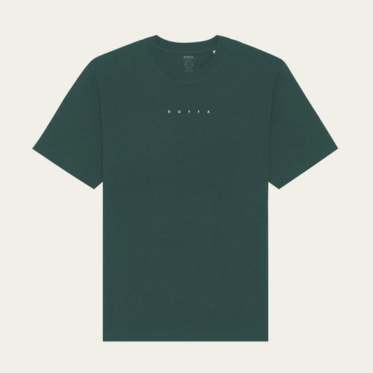 Donker groen heavy t-shirt met breed Roffa logo