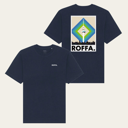 Blauw heavy t-shirt met Roffa en Euromast logo