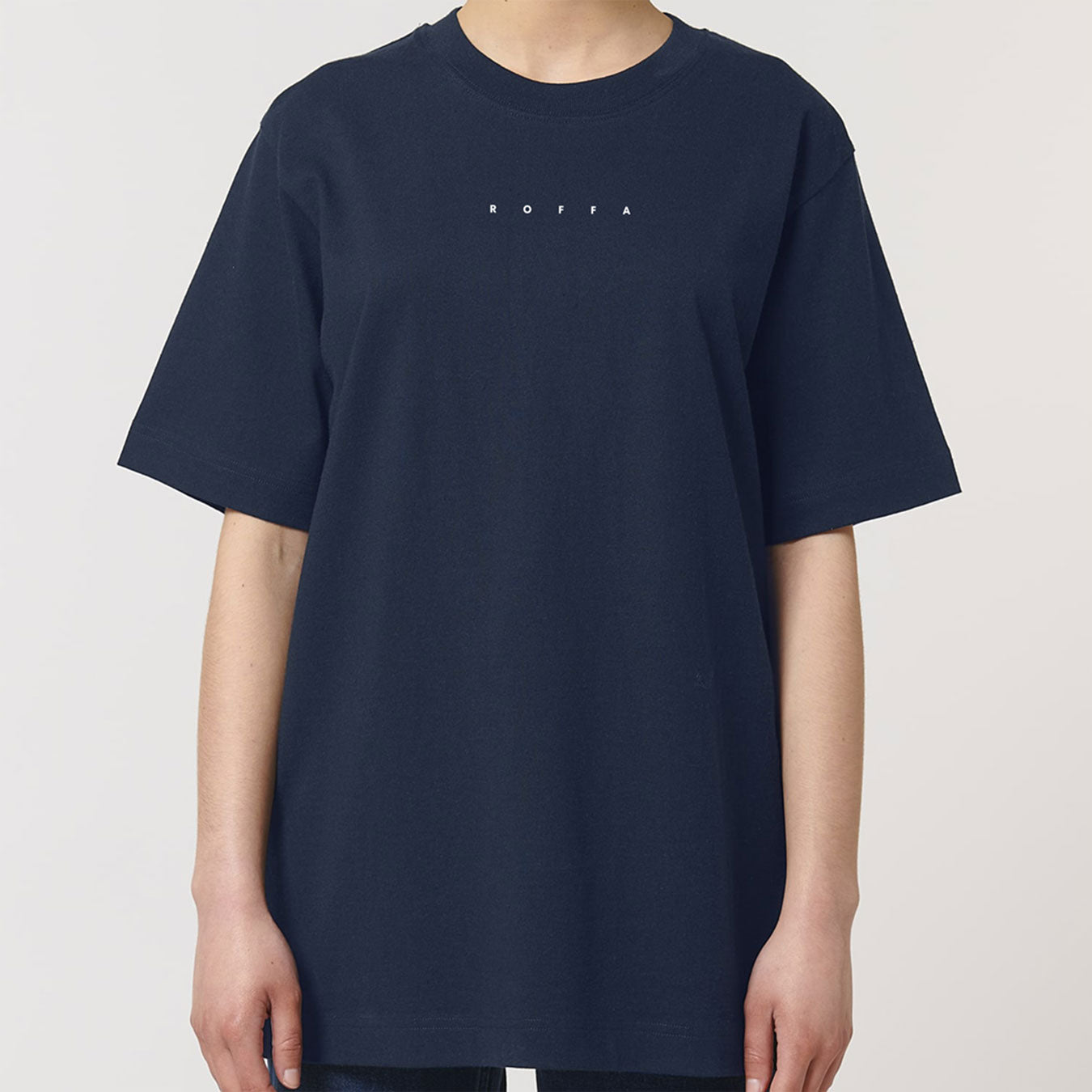 Blauw heavy t-shirt met breed Roffa logo