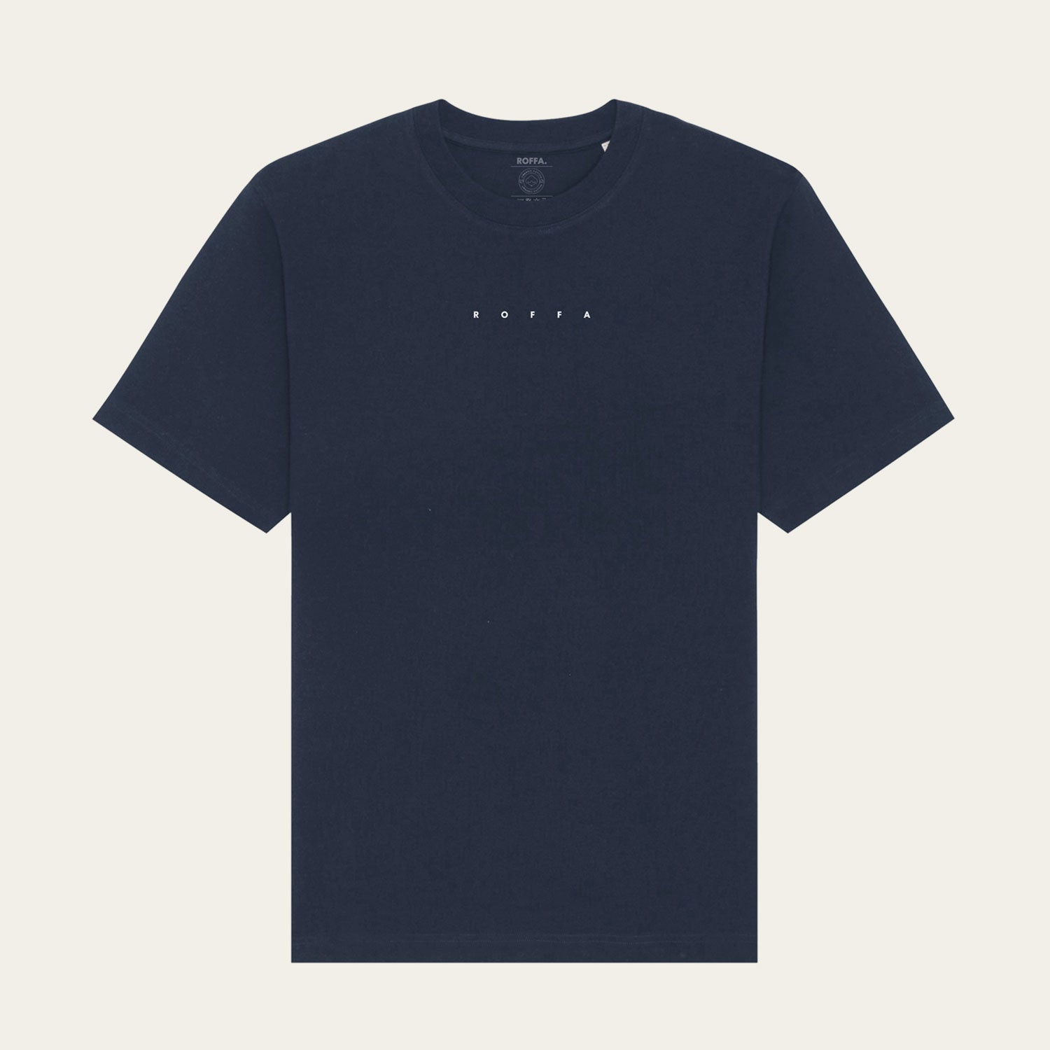 Blauw heavy t-shirt met breed Roffa logo