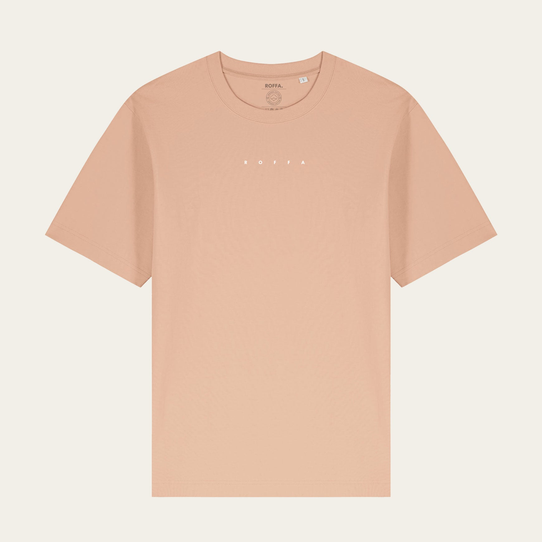 Peach heavy t-shirt met breed Roffa logo