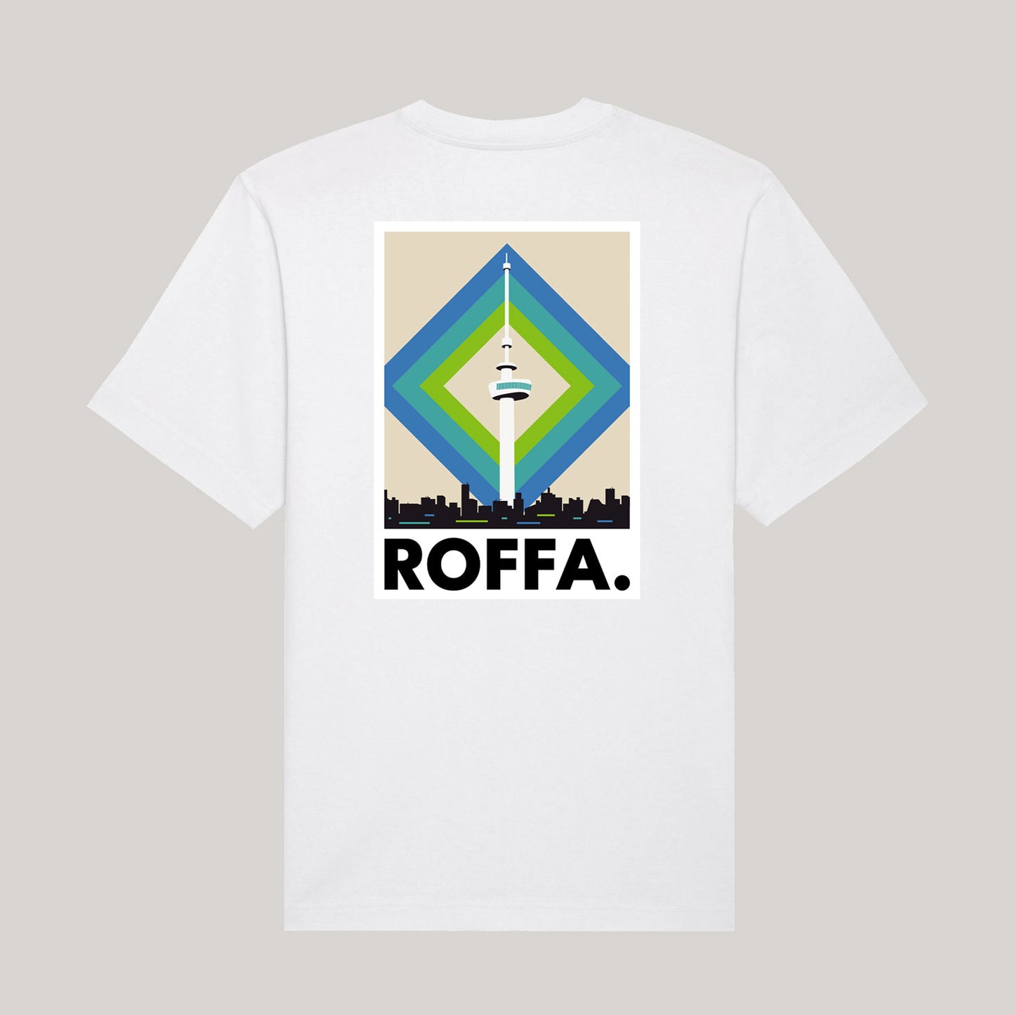 Wit heavy t-shirt met Roffa en Euromast logo