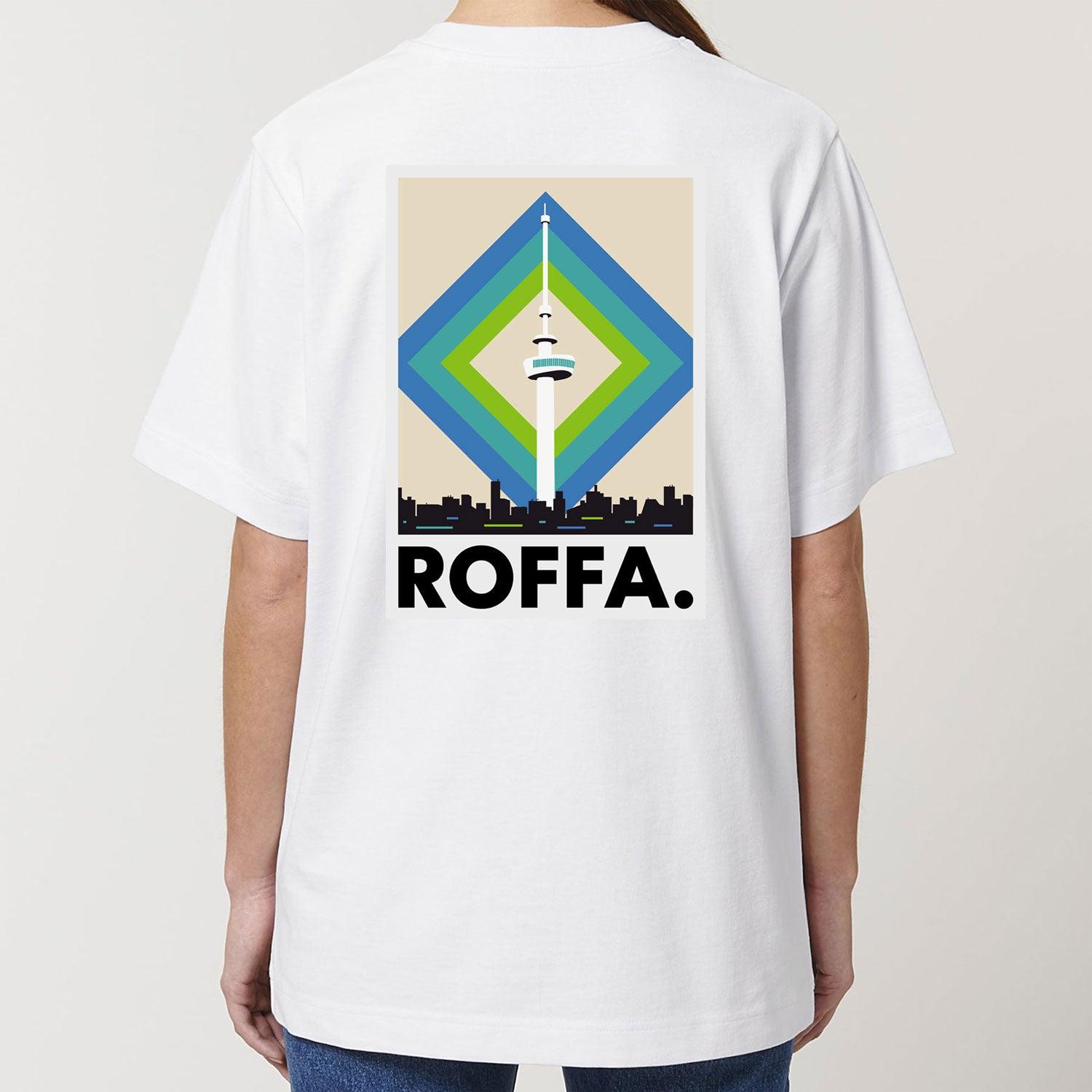 Wit heavy t-shirt met Roffa en Euromast logo