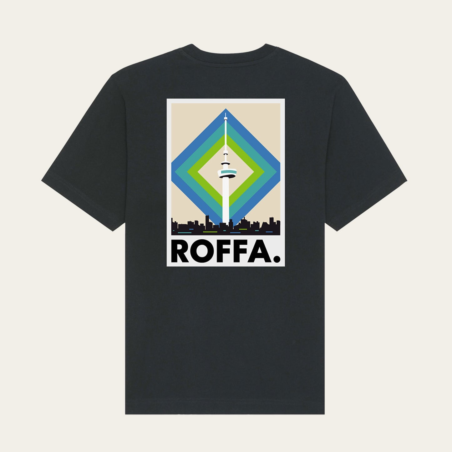 Zwart heavy t-shirt met Roffa en Euromast logo