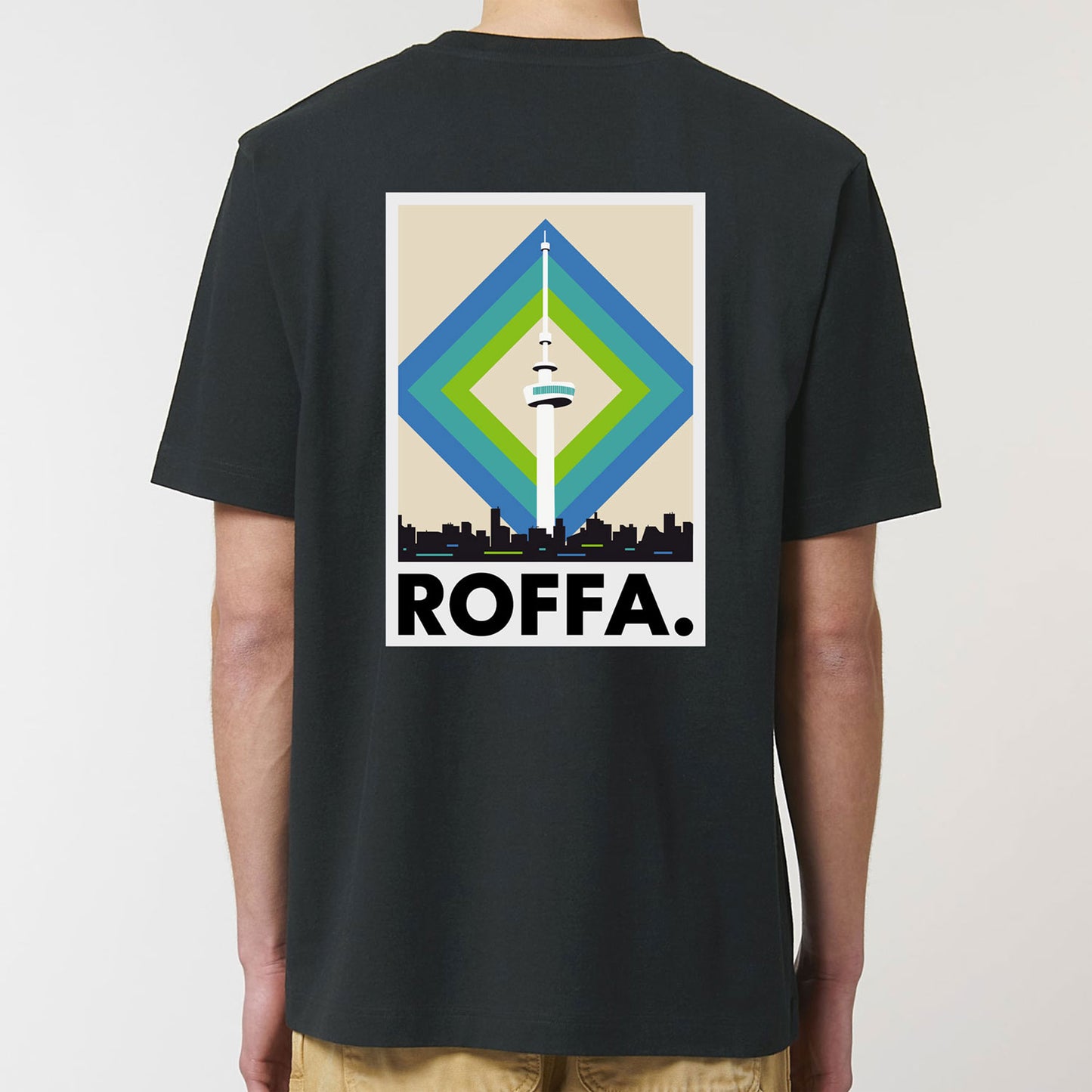 Zwart heavy t-shirt met Roffa en Euromast logo