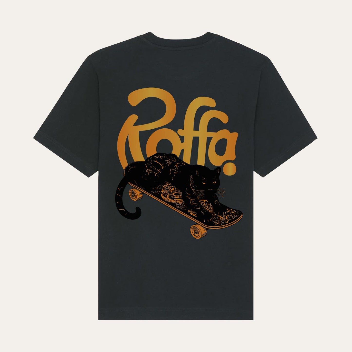 ROFFA. oversized t-shirt zwart - Yellow panthera