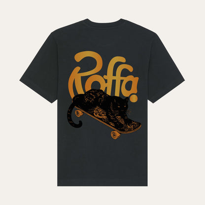 ROFFA. oversized t-shirt zwart - Yellow panthera