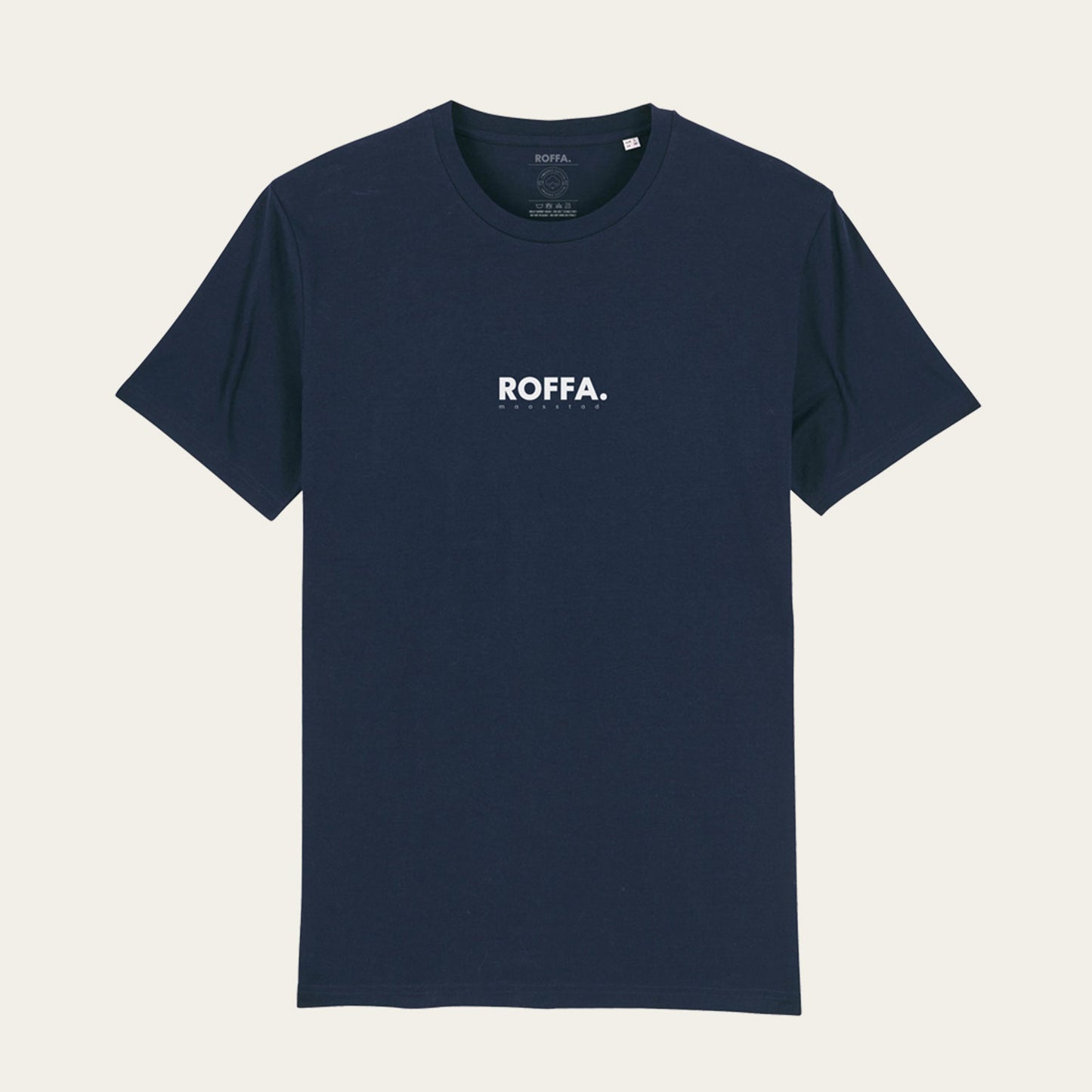 Blauw t-shirt met groot ROFFA. rotterdam logo