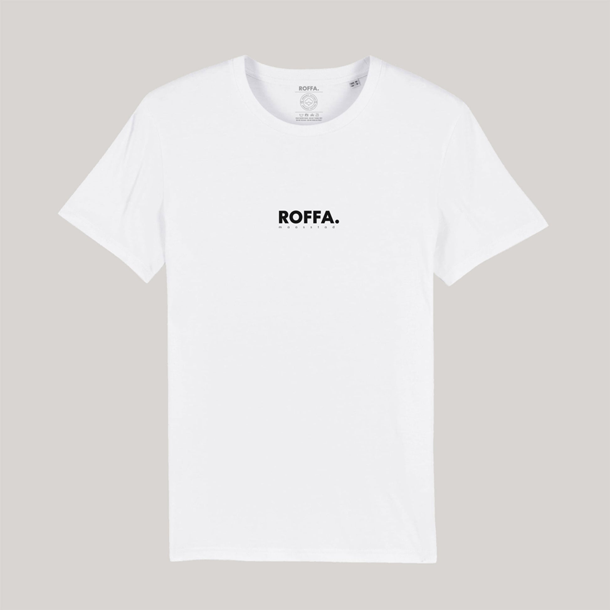 Wit t-shirt met groot ROFFA. rotterdam logo