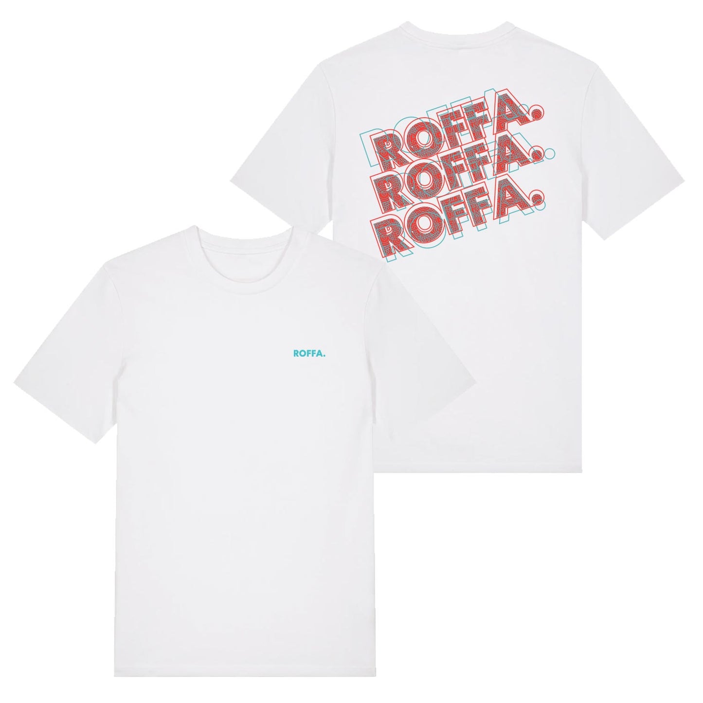 ROFFA. t-shirt regular - Neon blauw/roze - 100% organisch katoen