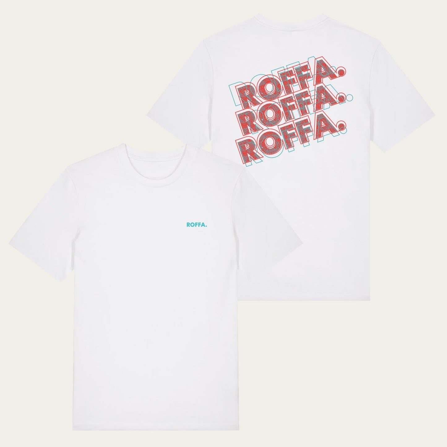 ROFFA. t-shirt regular - Neon blauw/roze - 100% organisch katoen