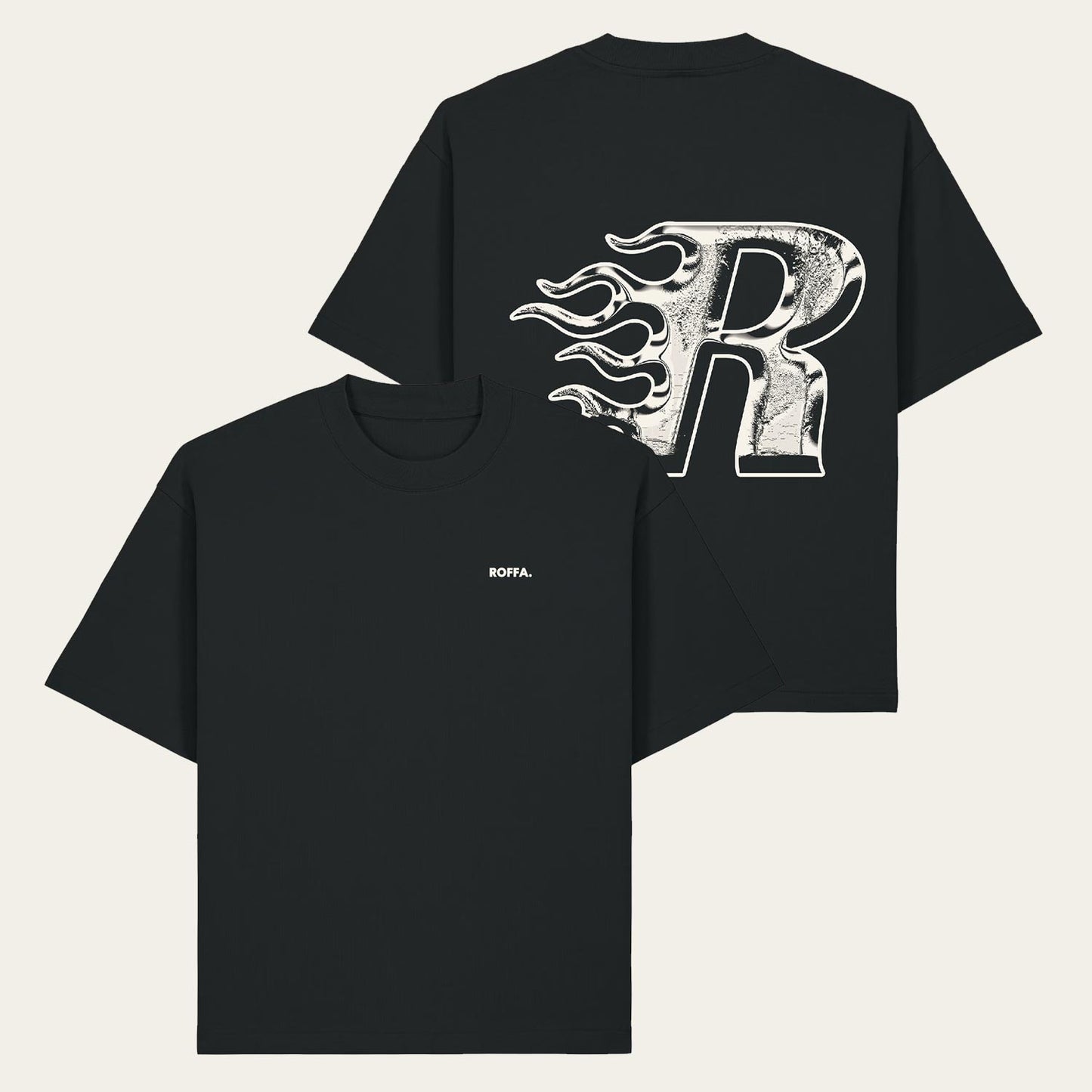 ROFFA. heavy oversized t-shirt - Flaming R - 100% organisch katoen