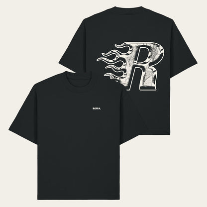 ROFFA. heavy oversized t-shirt - Flaming R - 100% organisch katoen