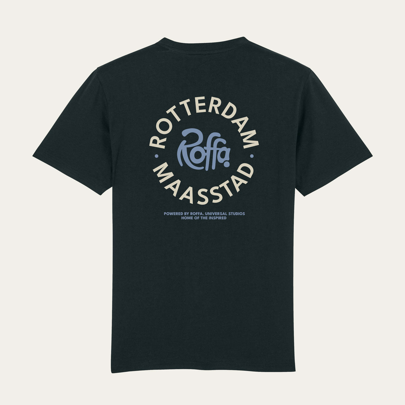 Zwart t-shirt met een rond Roffa en rotterdam logo